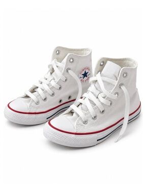 Converse Kids White High-Top Canvas Sneakers with Red & Navy Trim
